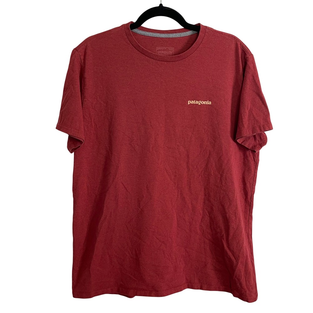 Patagonia‎ Responsibili-Tee Mens Large Red Heather Recycled Cotton Blend T-Shirt